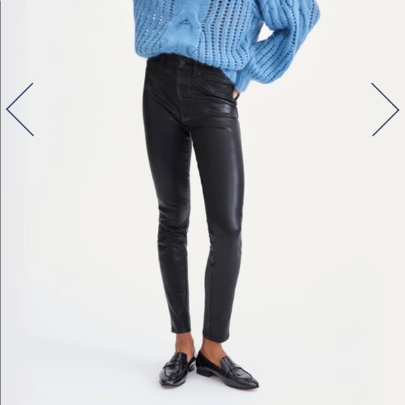 7 For All Mankind Coated Black Skinny Jeans BNWT - Picture 1 of 5